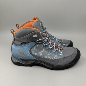 Asolo Womens Size 9 Falcon GV Gray Blue Suede Goretex Hiking Boots Lace Up